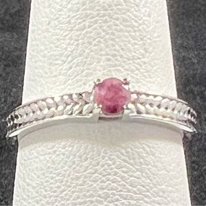 Opaque Ruby Solitaire Sterling Silver Ring